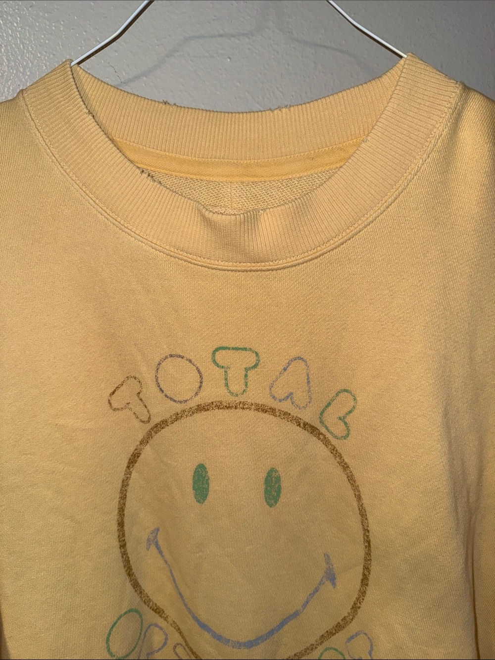 aerie Yellow Crewneck Smiley Pullover - Picture 3 of 7